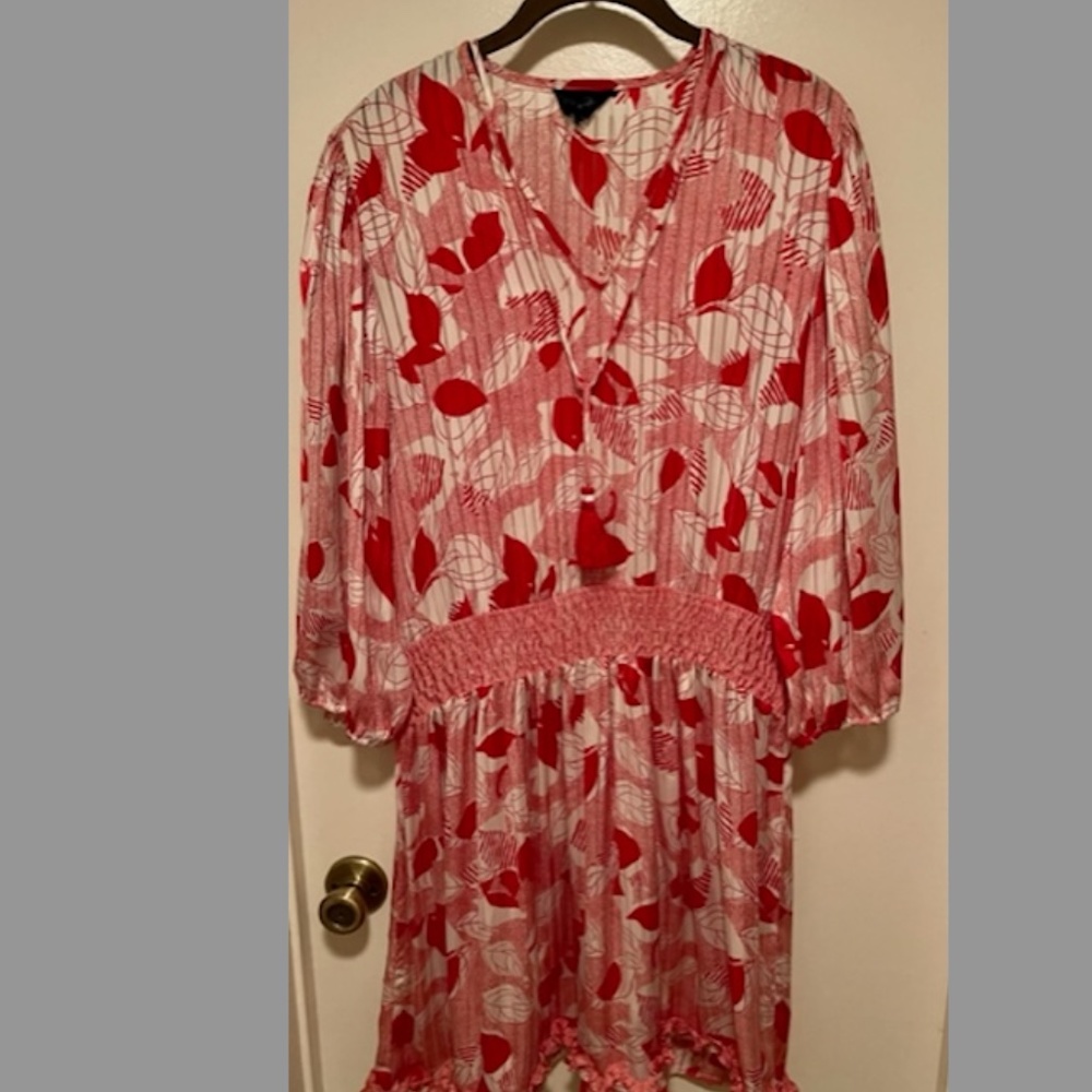 ONE OF A KIND 80's VINTAGE DIANE FREIS RED & IVORY SILK DRESS